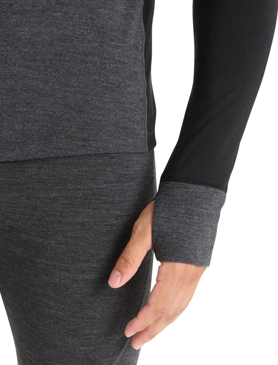 Men's Icebreaker BodyfitZone™ Merino 260 Zone Long Sleeve Half Zip Thermal Top Base Layers Jet Heather / Black | CA 1598RVDW